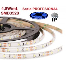 Tira LED 5 mts Flexible 24W 300 Led SMD 3528 IP65 Azul, serie Profesional